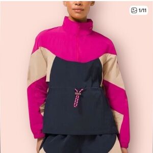 Lululemon Evergreen anorak. Raspberry color block. 8. NWT
